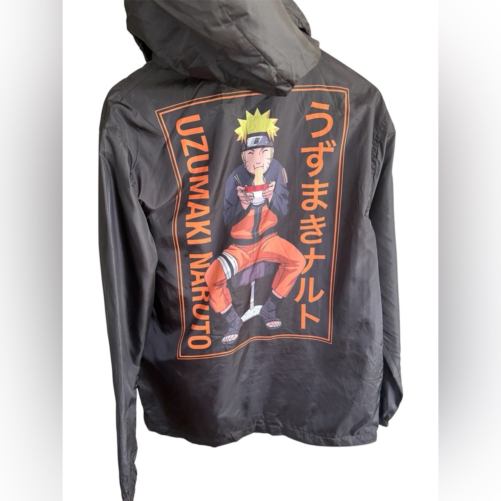 Naruto Shippuden Uzumaki Ramen Anime 1/2 Zip Hooded Windbreaker Adult Medium